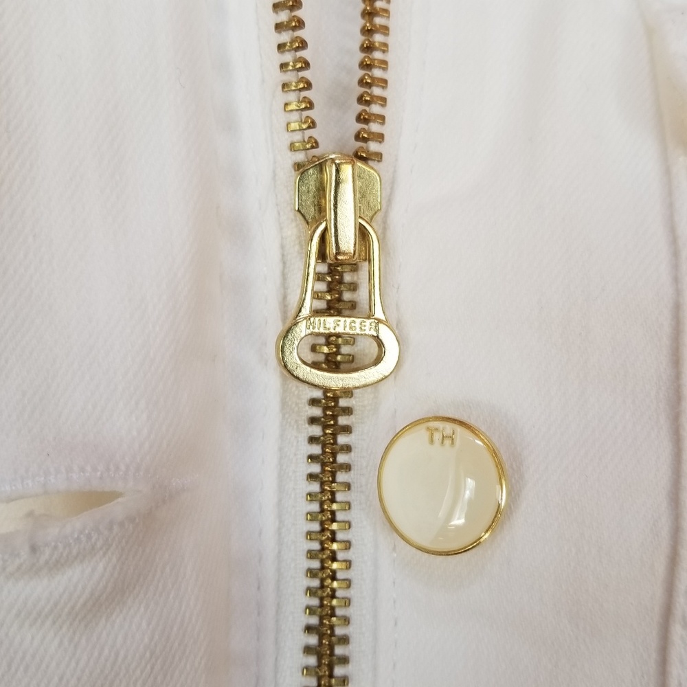 Tommy Hilfiger Jean Jacket Size Small White Gold - Picture 5 of 11